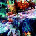 Glitchy, static abstract art.