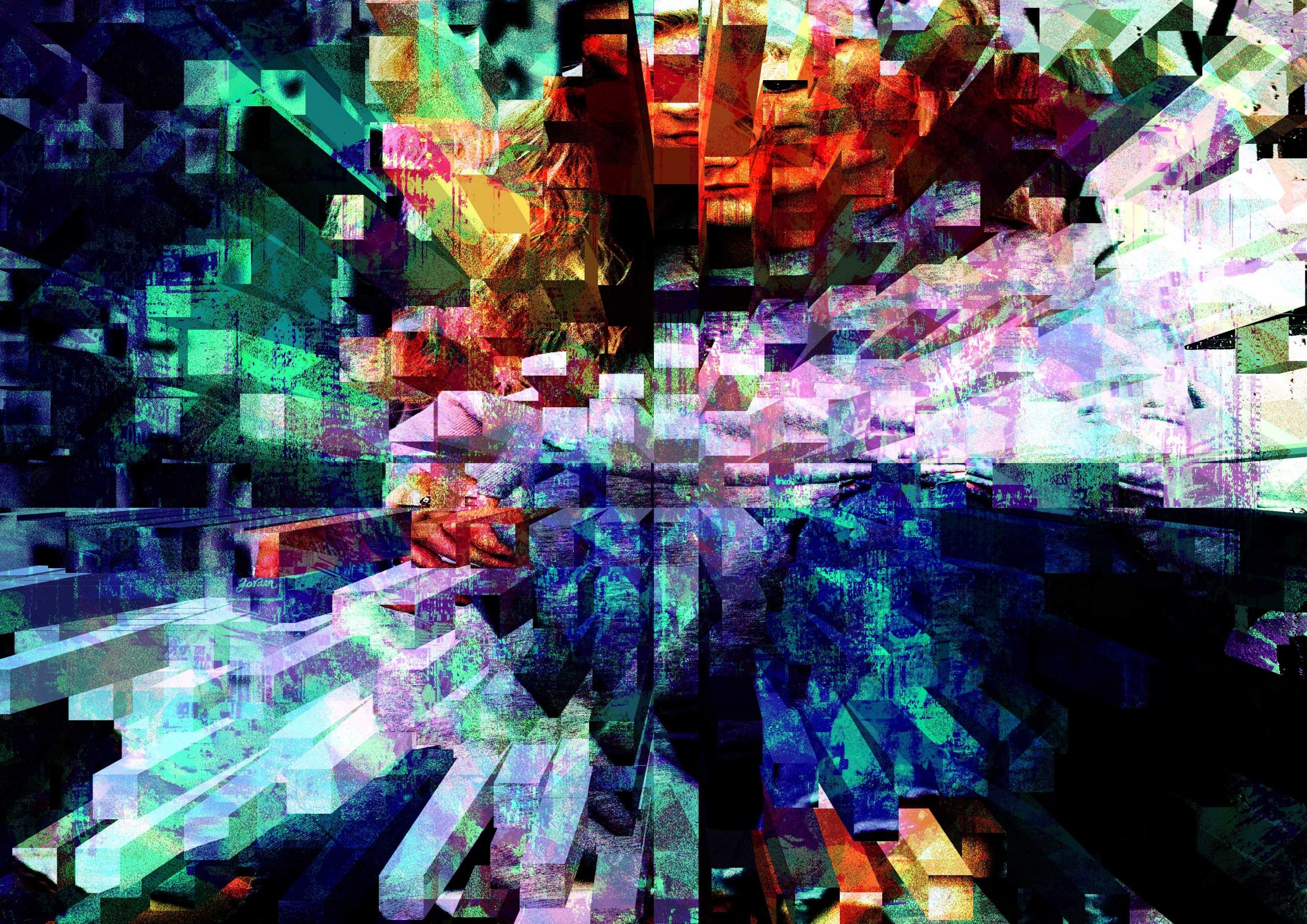 Glitchy, static abstract art.