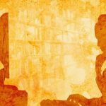 A silhouette of a female librarian with her hair up in a bun sits in front of a computer monitor. One of her hands is on the keyboard and she's resting her chin on her other hand.