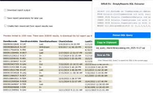 SiReS Ex working on a SimplyReports results page.